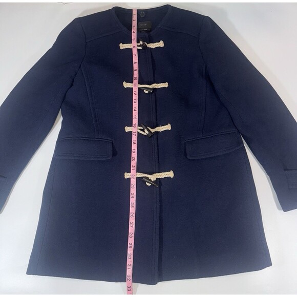 J. Crew Italian Stadium-Cloth Wool Toggle Duffle Coat Navy Size 10/ 12 G8982 - Picture 6 of 13
